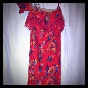 Red floral dress
